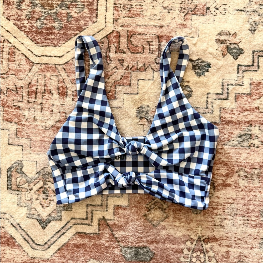 Beach Riot Blue and White Checkered Sports Bra